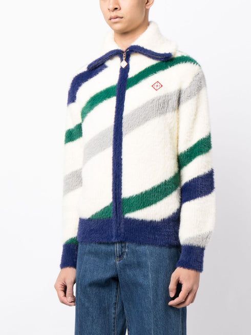 striped zip-up sweatshirt