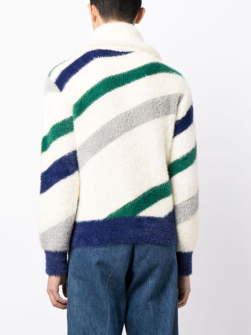 striped zip-up sweatshirt