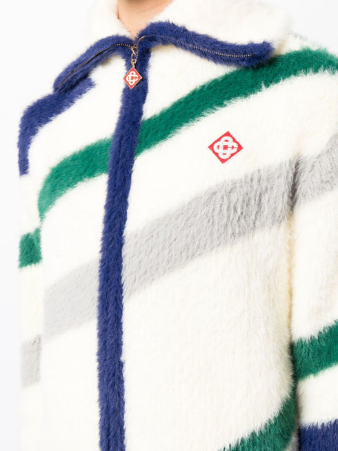 striped zip-up sweatshirt