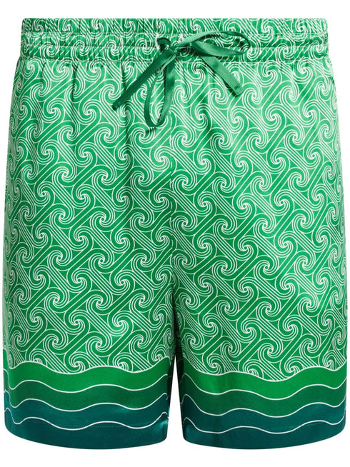 geometric-print silk shorts