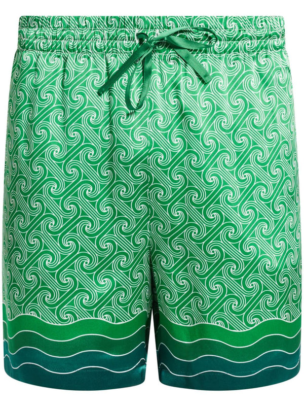 geometric-print silk shorts