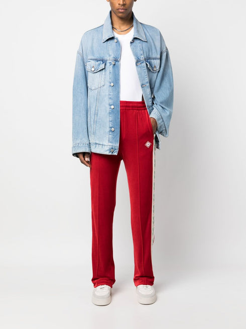 logo-patch striped track pants