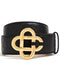 logo-plaque leather belt