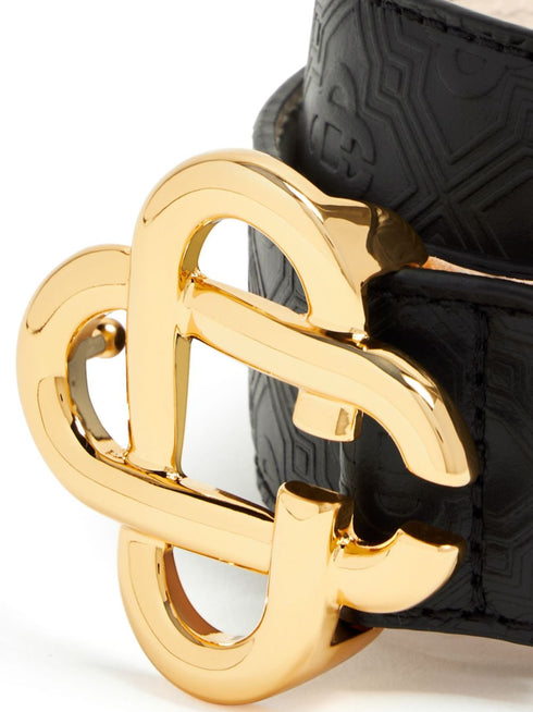 logo-plaque leather belt