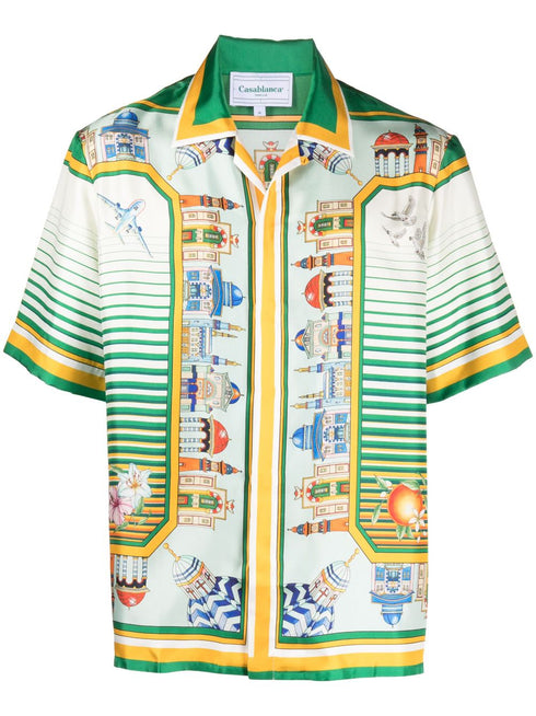 graphic-print silk shirt