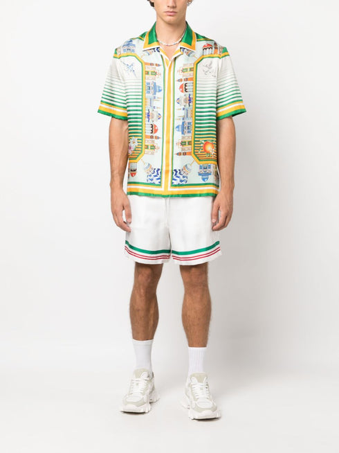 graphic-print silk shirt