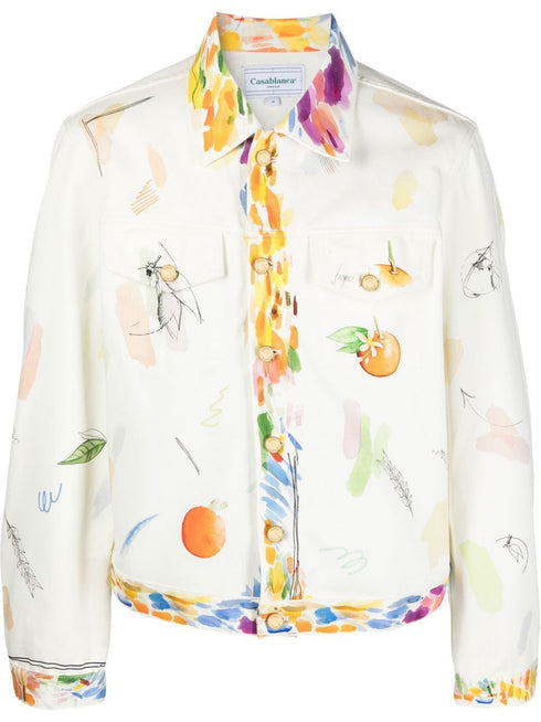 fruit-print cotton jacket