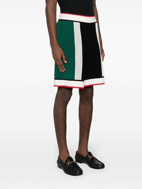 logo-appliqué open-knit shorts