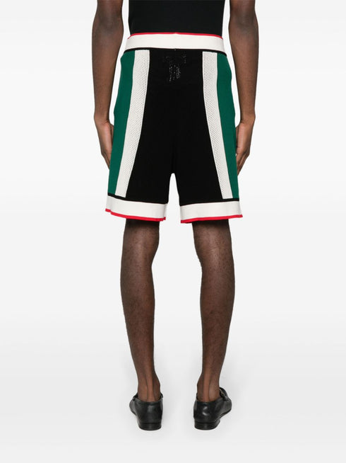 logo-appliqué open-knit shorts