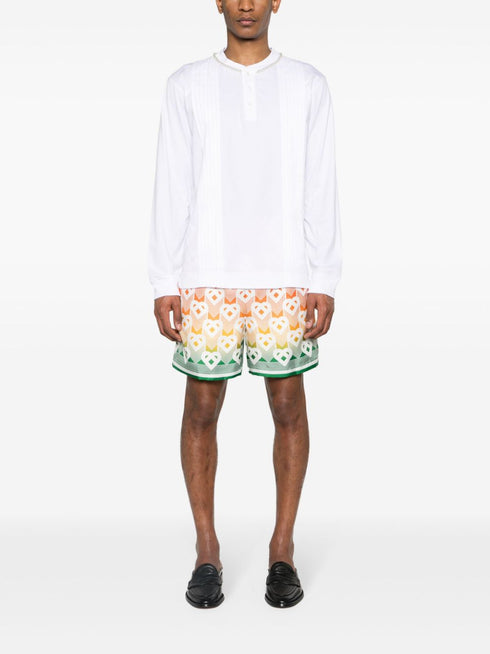 Heart-monogram silk shorts