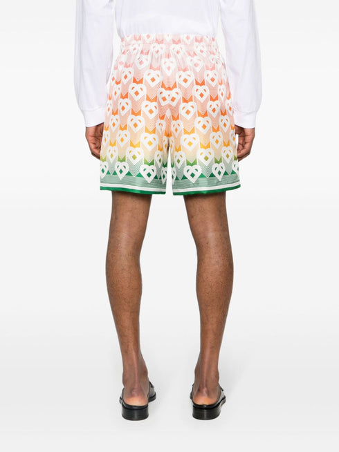 Heart-monogram silk shorts
