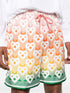 Heart-monogram silk shorts