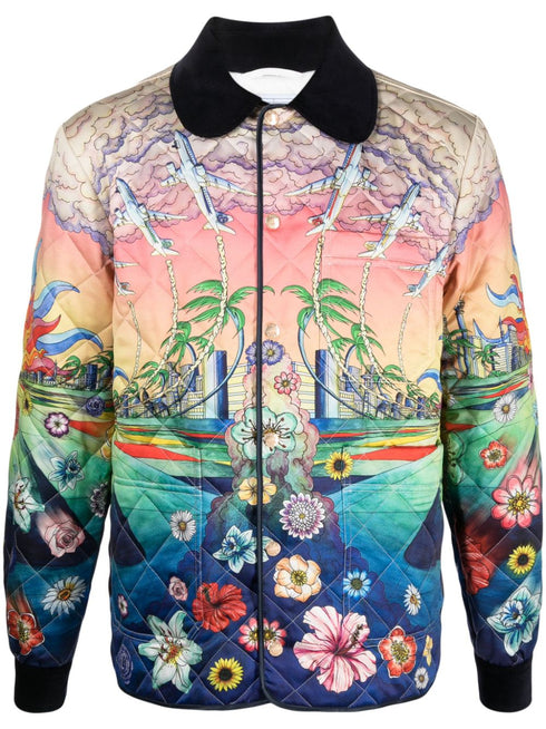 L'Envol print quilted satin jacket