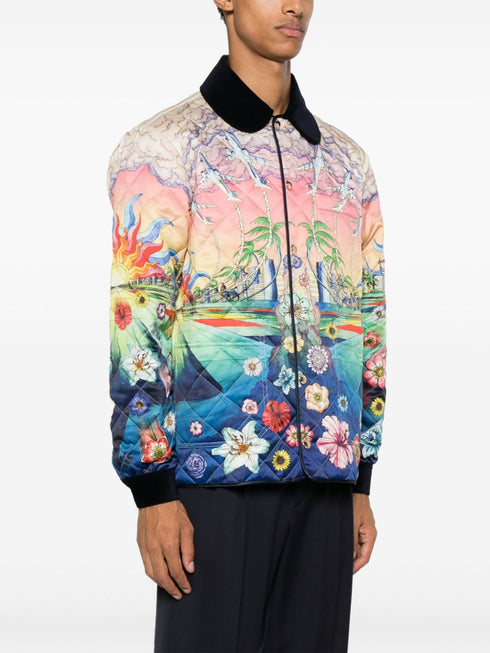 L'Envol print quilted satin jacket