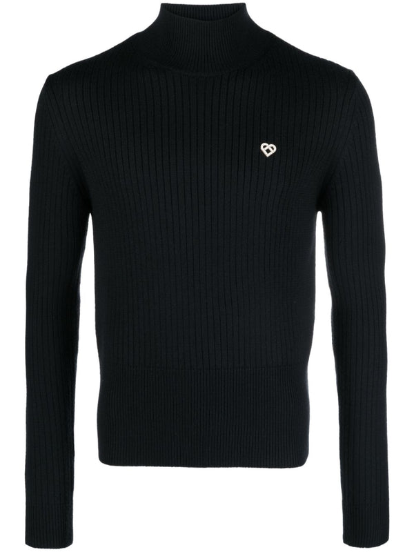 ribbed-knit high-neck jumper