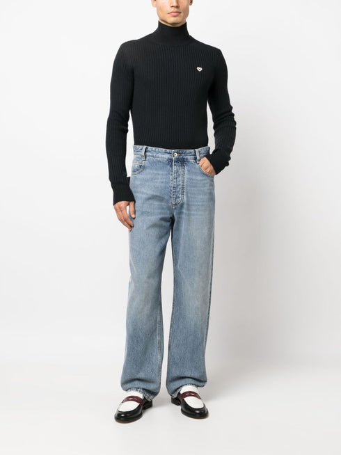 ribbed-knit high-neck jumper