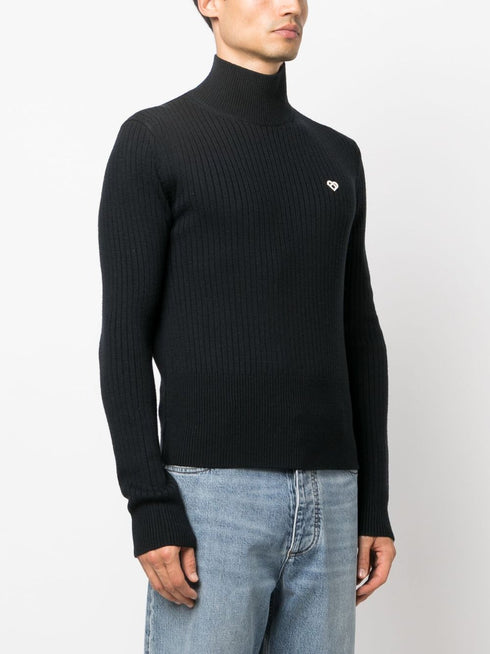 ribbed-knit high-neck jumper