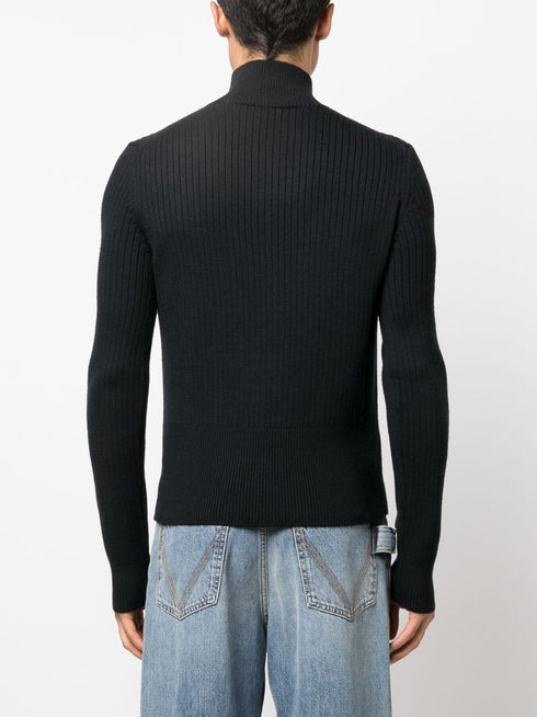 ribbed-knit high-neck jumper
