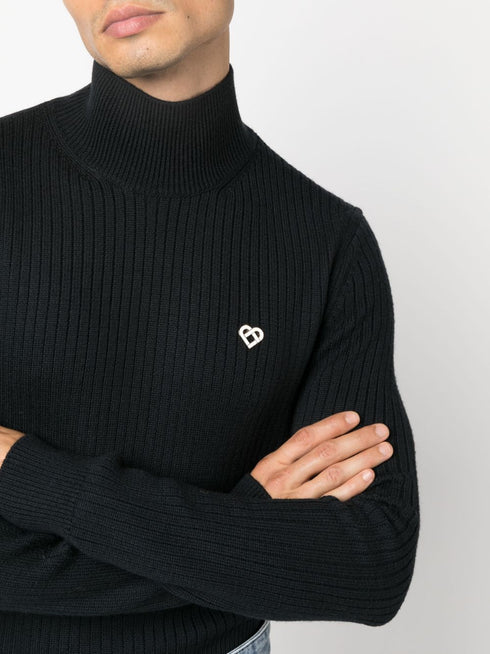 ribbed-knit high-neck jumper