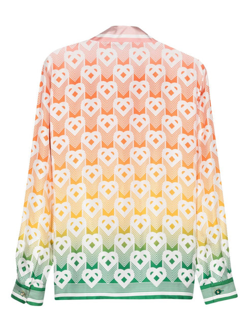 Heart monogram-print silk shirt