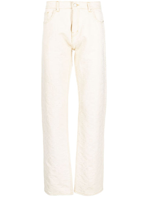 monogram-jacquard straight-leg jeans