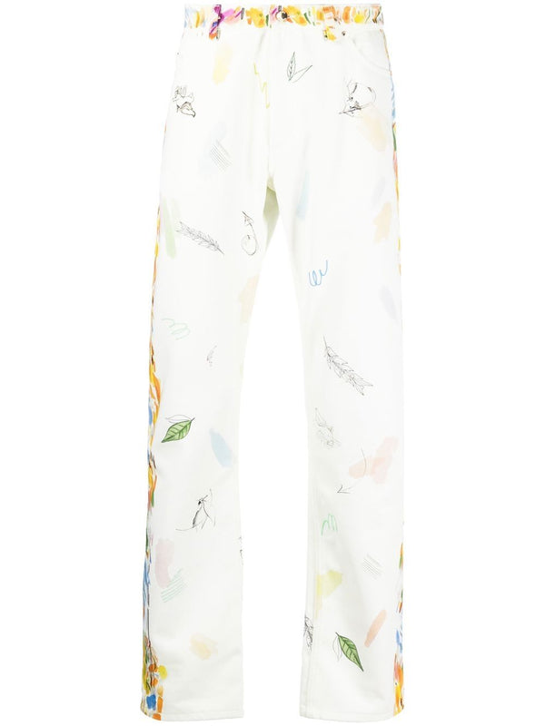 graphic-print straight-leg jeans