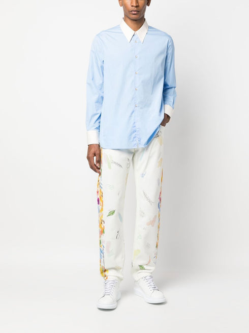 graphic-print straight-leg jeans