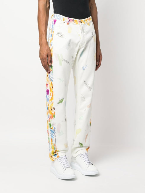 graphic-print straight-leg jeans