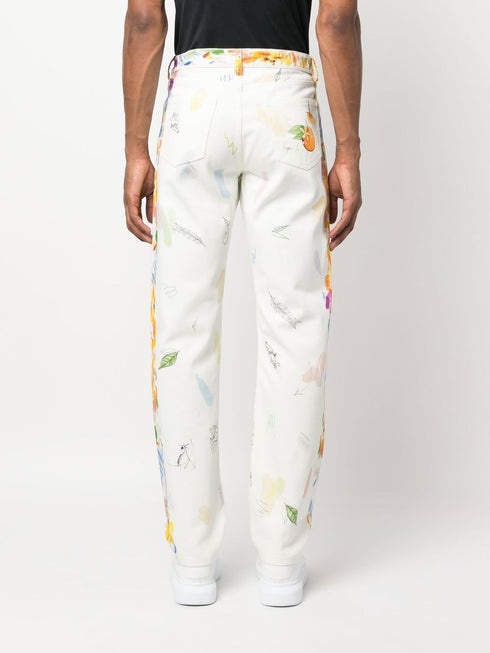 graphic-print straight-leg jeans