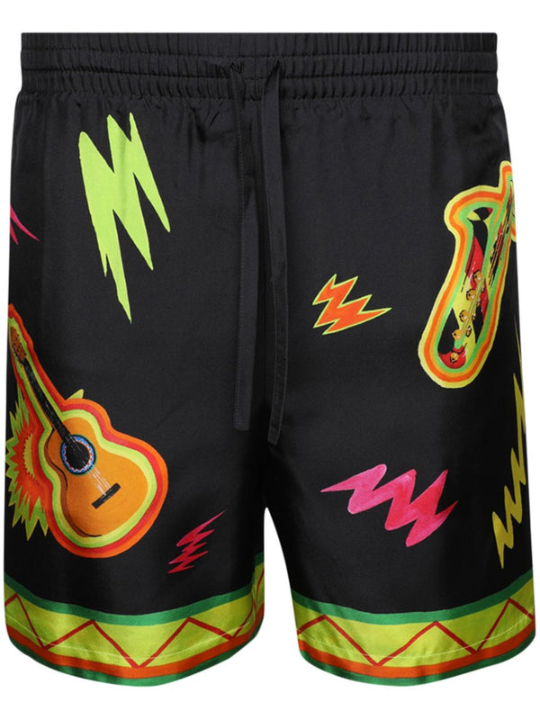 graphic-print silk shorts
