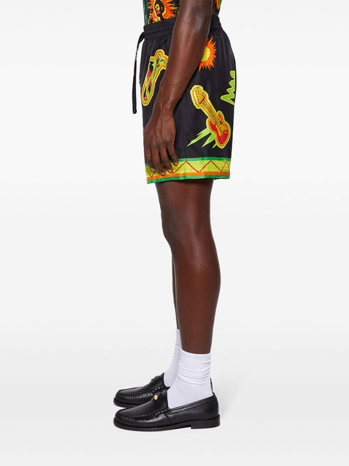 graphic-print silk shorts