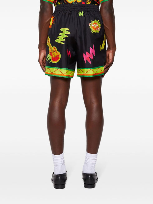 graphic-print silk shorts