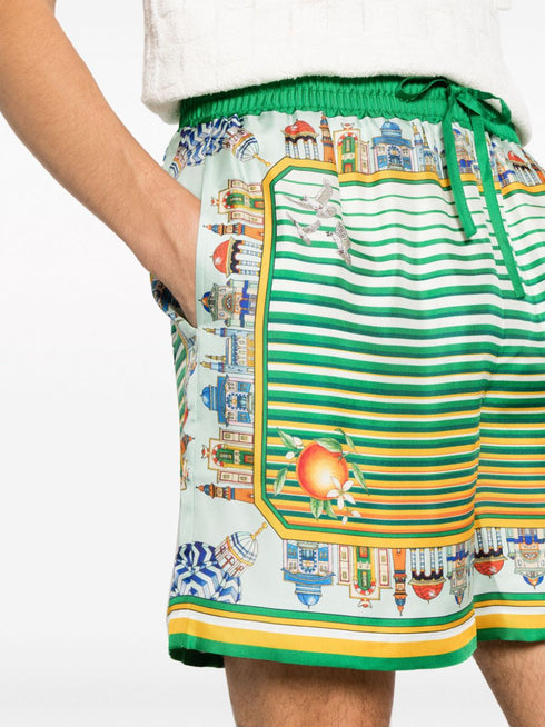 City Scape silk shorts