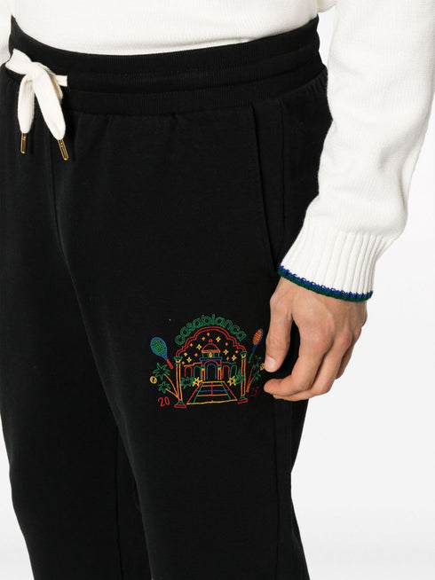 Rainbow Crayon Temple-embroidery track pants