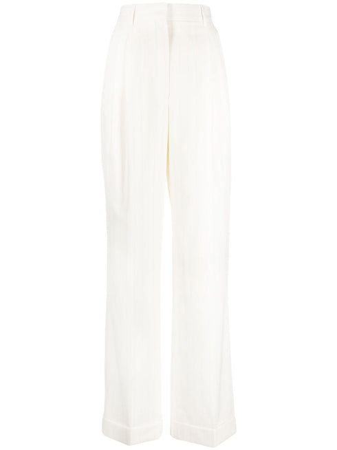 high-waist wool straight-leg trousers