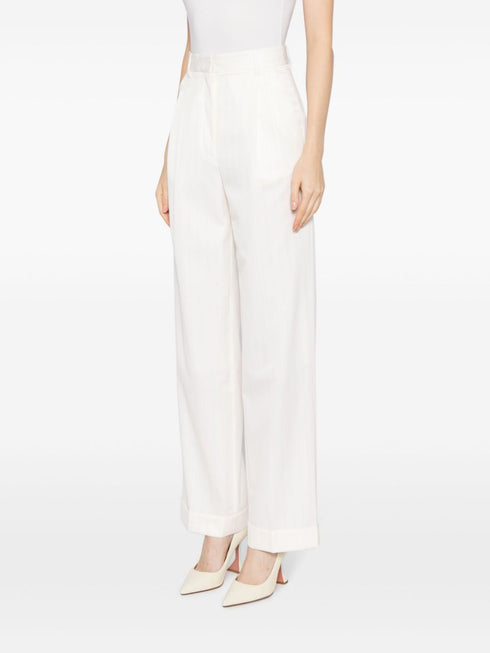 high-waist wool straight-leg trousers