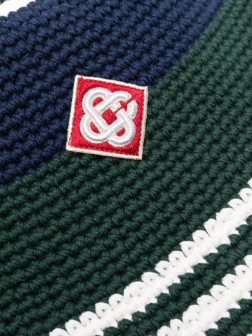 logo-appliqué crochet bucket hat