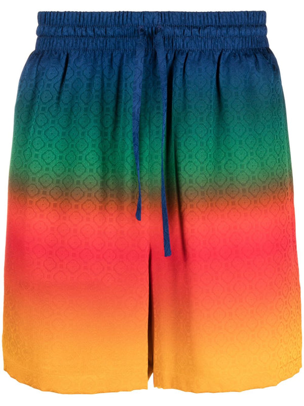 rainbow-ombré silk track shorts