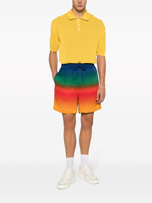 rainbow-ombré silk track shorts