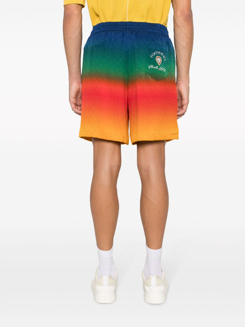 rainbow-ombré silk track shorts