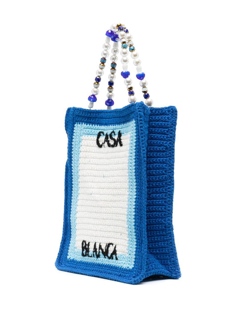 Tennis Club crochet-knit tote bag