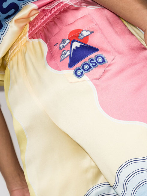 Soleil Levant silk shorts