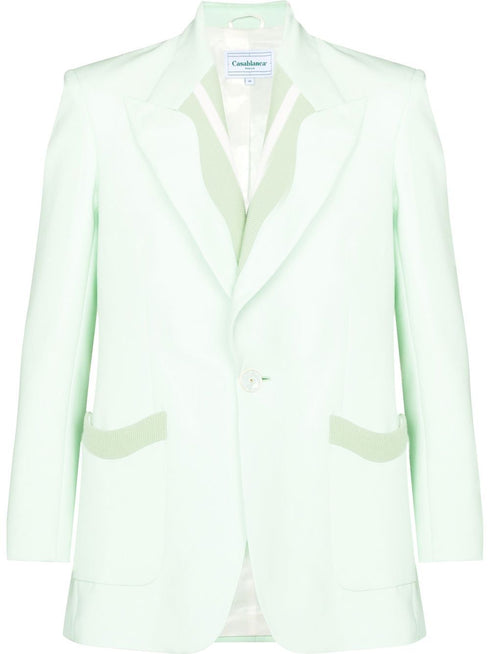 ribbed-trim single-breasted blazer