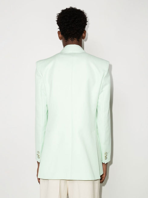 ribbed-trim single-breasted blazer