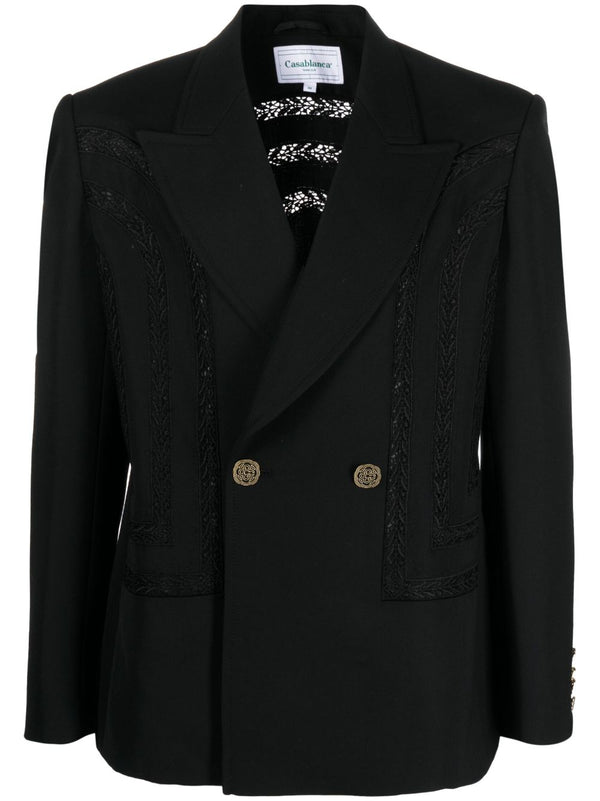 broderie anglaise double-breasted blazer