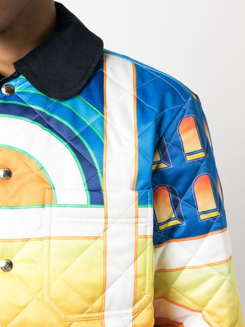 Paysage-print quilted jacket