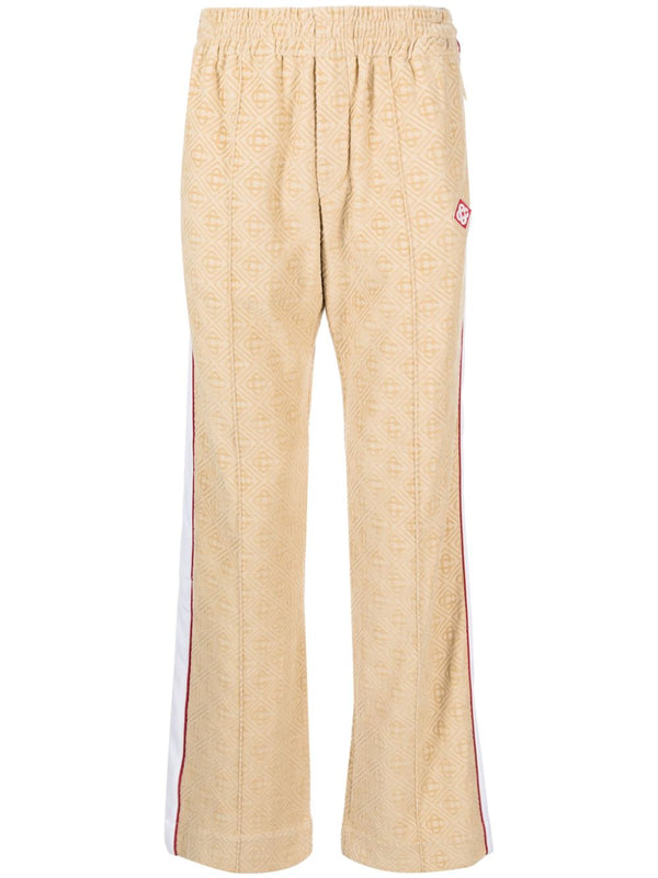 monogram-jacquard velour track pants