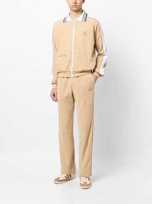 monogram-jacquard velour track pants