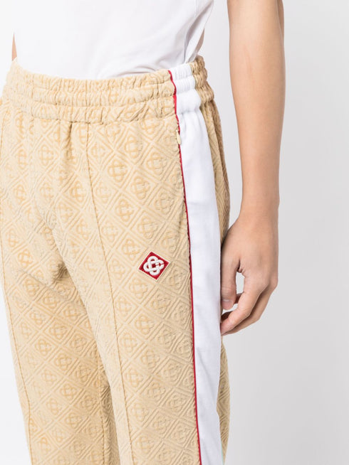 monogram-jacquard velour track pants
