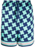 Szorty jedwabne z nadrukiem w kafelki basenowe